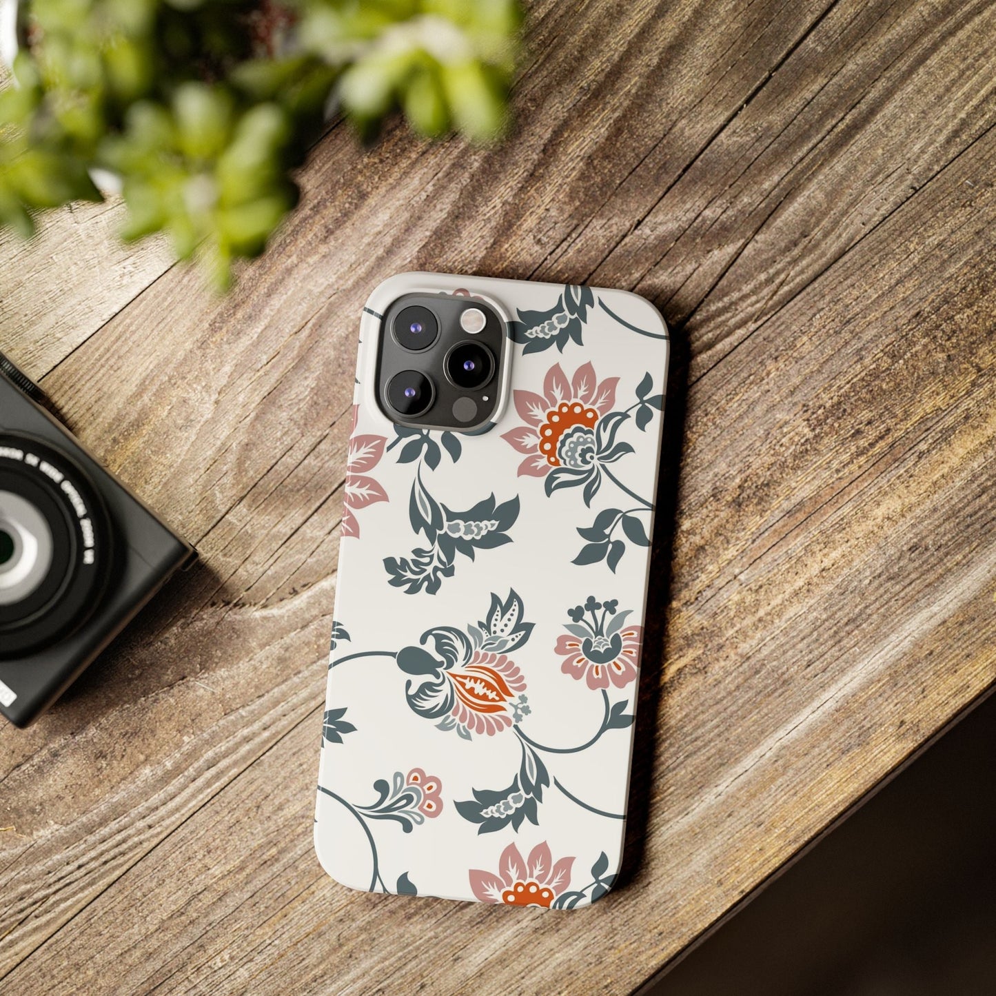 Pink and Green Flower Pattern, Floral Slim Phone Cases, Case-Mate IPHONE16 and all sizes