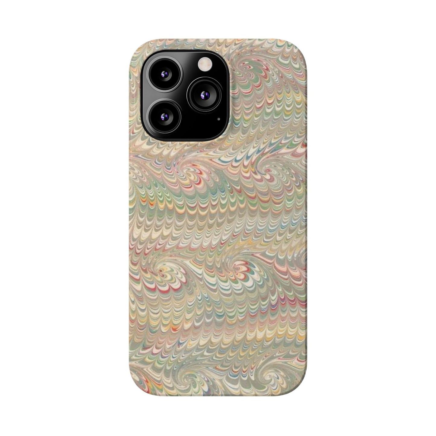 Soft Green and Multi-Colored Marbled Design, Italy Feather Phone Case, Multi-Color, Slim Phone Cases, Case-Mate IPHONE16 and all sizes
