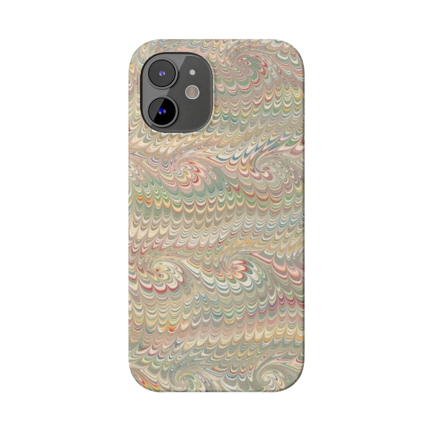 Soft Green and Multi-Colored Marbled Design, Italy Feather Phone Case, Multi-Color, Slim Phone Cases, Case-Mate IPHONE16 and all sizes