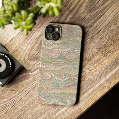 Soft Green and Multi-Colored Marbled Design, Italy Feather Phone Case, Multi-Color, Slim Phone Cases, Case-Mate IPHONE16 and all sizes