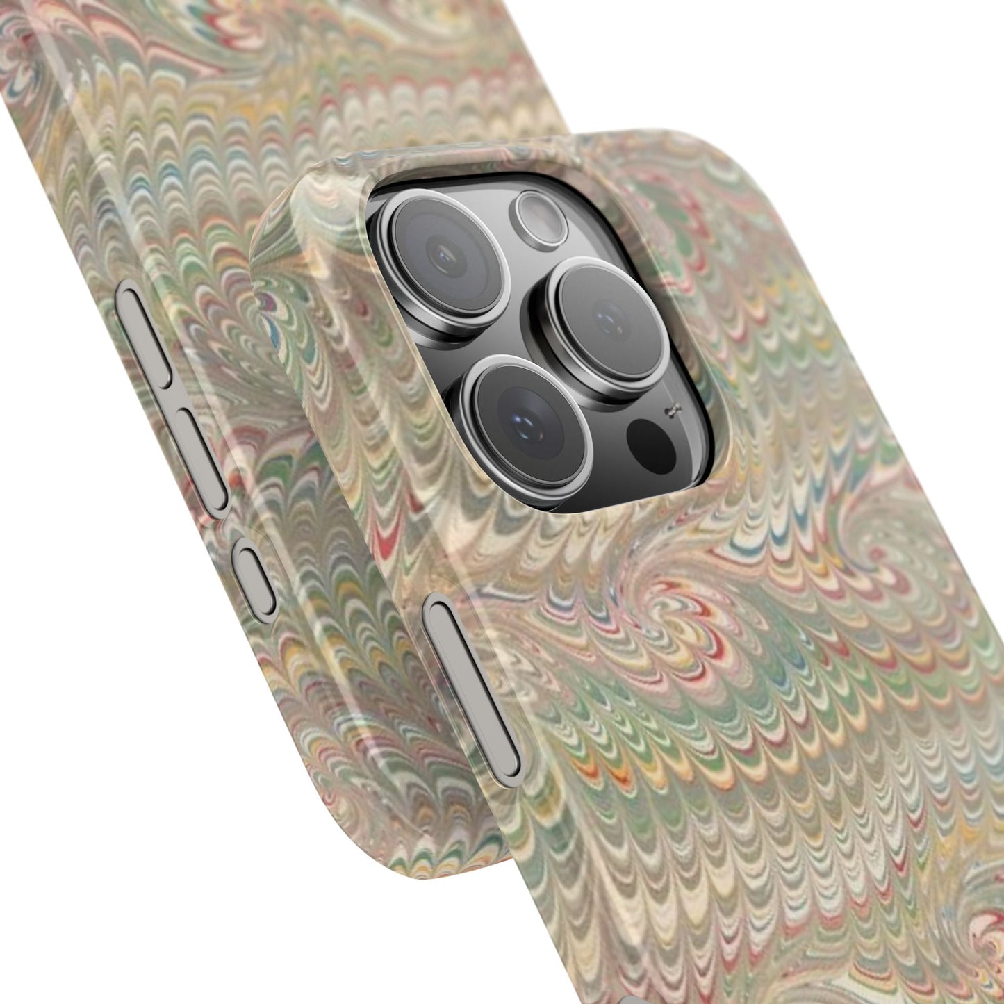 Soft Green and Multi-Colored Marbled Design, Italy Feather Phone Case, Multi-Color, Slim Phone Cases, Case-Mate IPHONE16 and all sizes