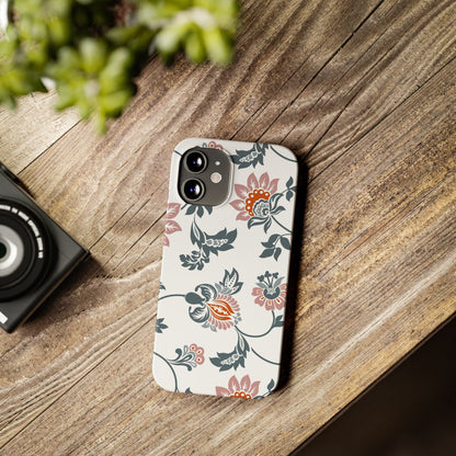 Pink and Green Flower Pattern, Floral Slim Phone Cases, Case-Mate IPHONE16 and all sizes