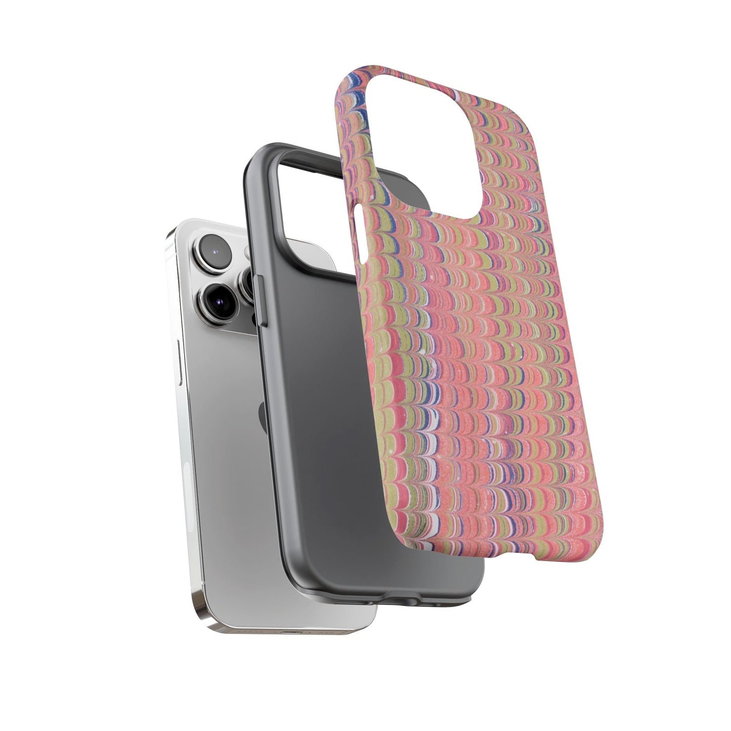 Pink Pastels Feather Marbled Vintage Design iPhone 16 + Samsung + Apple + Google - 2 finishes