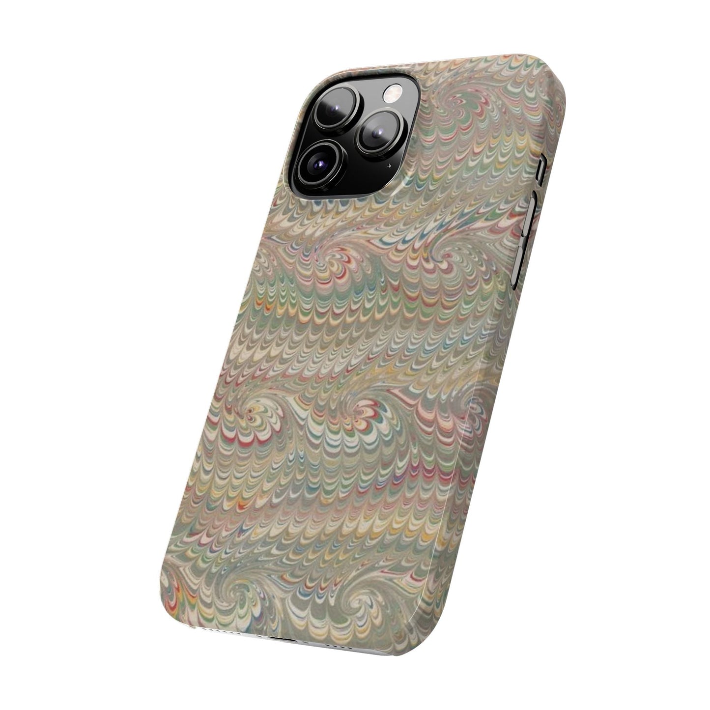Soft Green and Multi-Colored Marbled Design, Italy Feather Phone Case, Multi-Color, Slim Phone Cases, Case-Mate IPHONE16 and all sizes