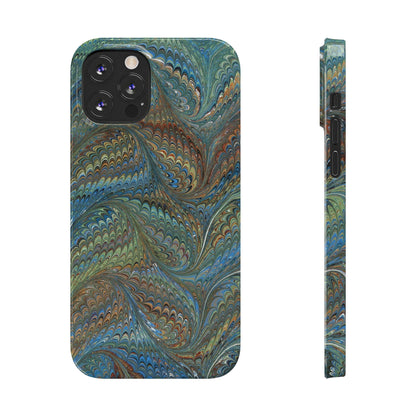 Blue and Green Italian Marbled Swirl Design, Italy Feather Phone Case, Multi-Color, Slim Phone Cases, Case-Mate IPHONE16 and all sizes