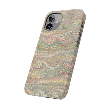 Soft Green and Multi-Colored Marbled Design, Italy Feather Phone Case, Multi-Color, Slim Phone Cases, Case-Mate IPHONE16 and all sizes