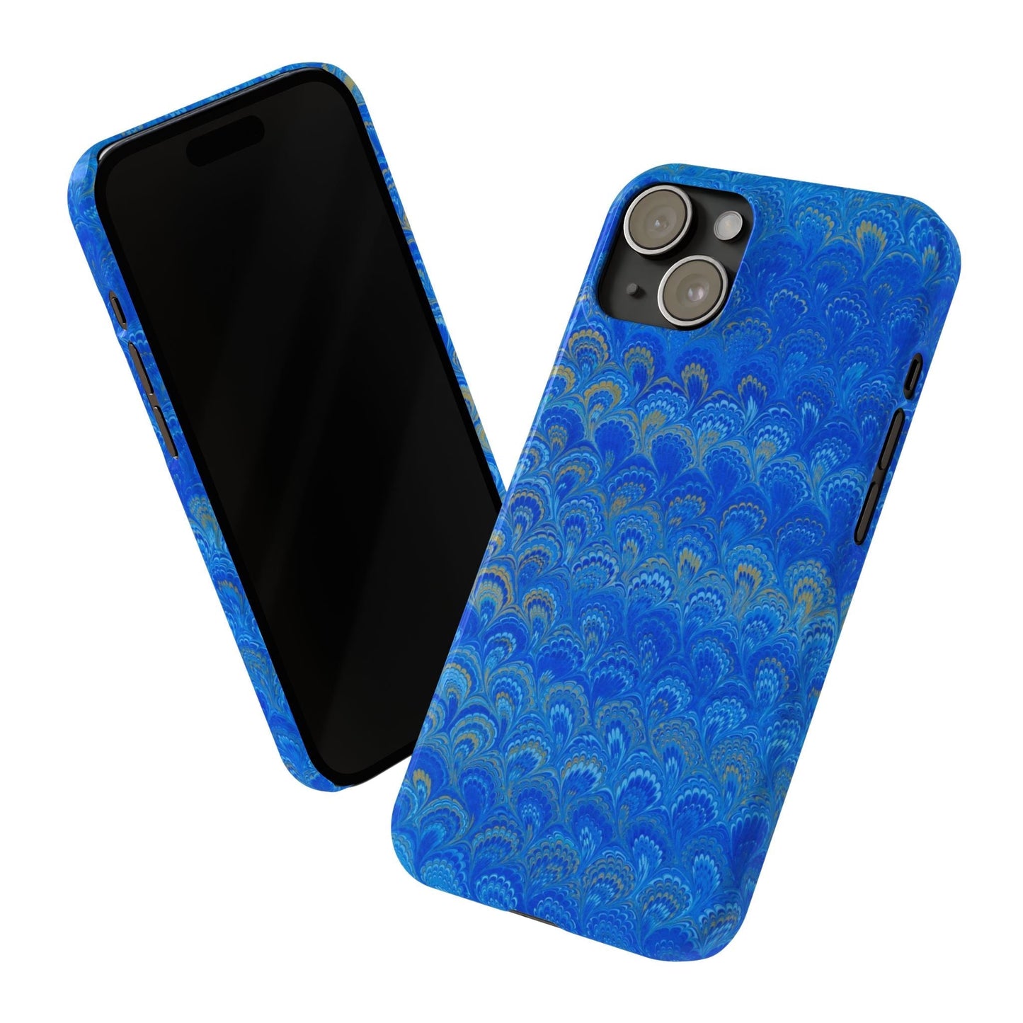Blue Marbled Design, Italy Feather Phone Case, Multi-Color, Slim Phone Cases, Case-Mate IPHONE16 and all sizes