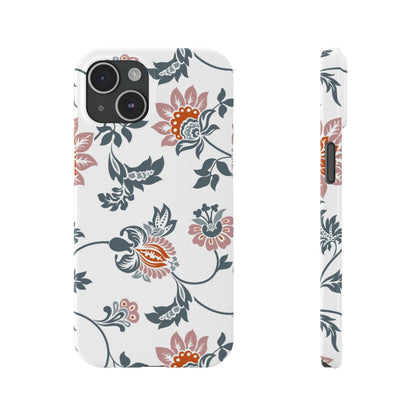 Pink and Green Flower Pattern, Floral Slim Phone Cases, Case-Mate IPHONE16 and all sizes