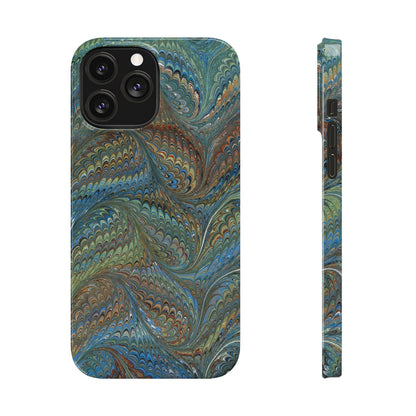 Blue and Green Italian Marbled Swirl Design, Italy Feather Phone Case, Multi-Color, Slim Phone Cases, Case-Mate IPHONE16 and all sizes