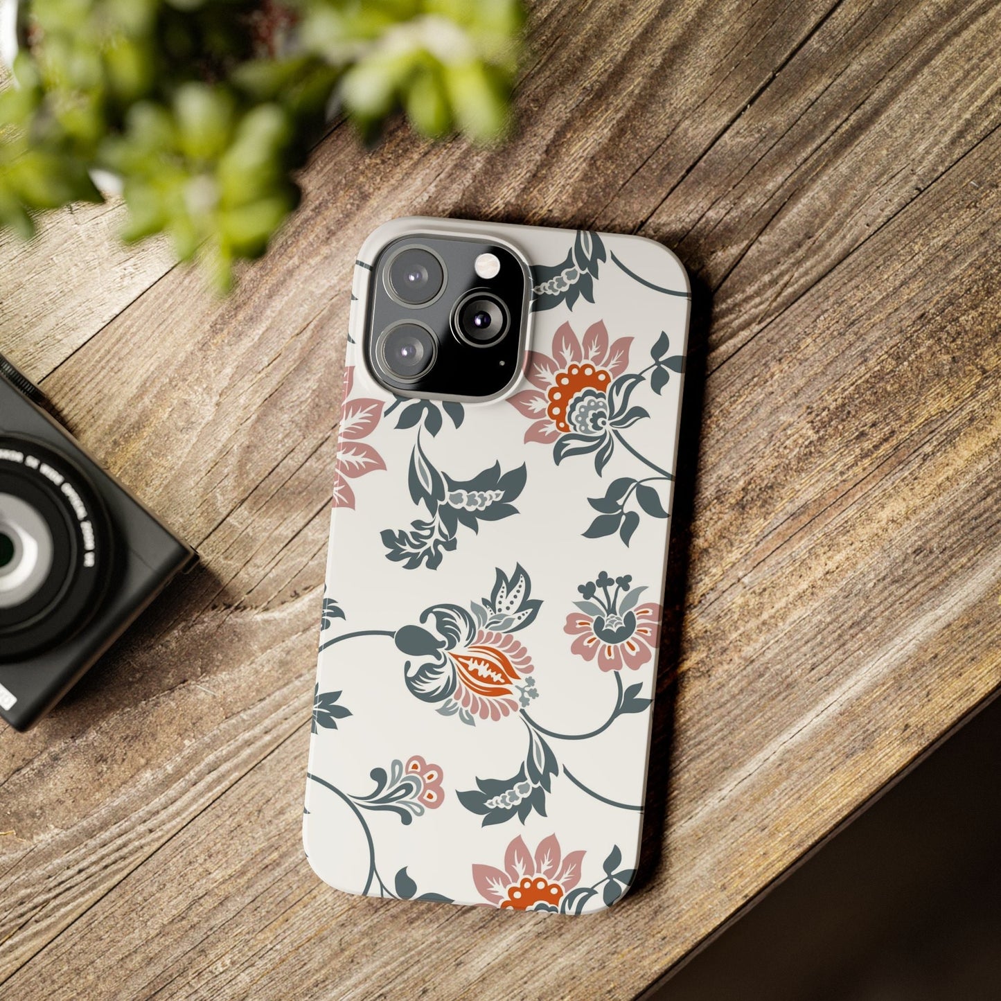 Pink and Green Flower Pattern, Floral Slim Phone Cases, Case-Mate IPHONE16 and all sizes