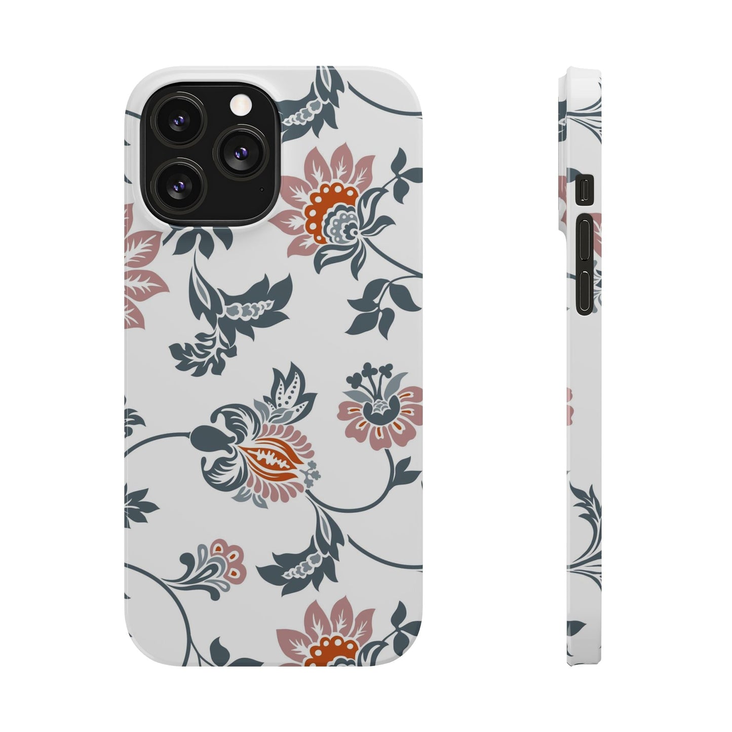 Pink and Green Flower Pattern, Floral Slim Phone Cases, Case-Mate IPHONE16 and all sizes