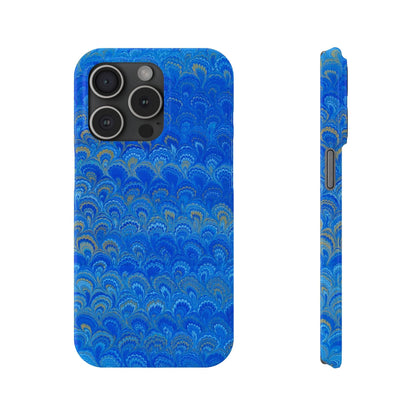 Blue Marbled Design, Italy Feather Phone Case, Multi-Color, Slim Phone Cases, Case-Mate IPHONE16 and all sizes